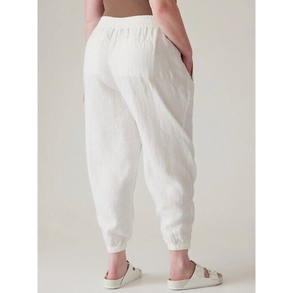 Athleta Retreat Linen Pant NWT PLUS Sz. 22W Jogger Calla Lilly Ivory Beach - Picture 2 of 6